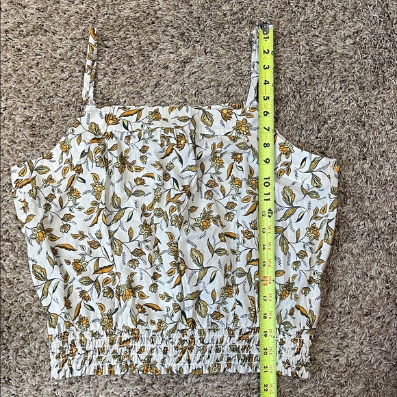 Loft Floral Tank Rushed banded Cotton botton Top Large - Picture 8 of 10